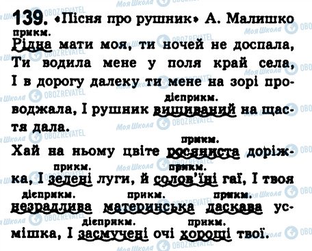 ГДЗ Українська мова 8 клас сторінка 139