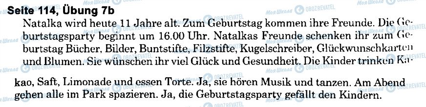 ГДЗ Німецька мова 6 клас сторінка s114u7(b)