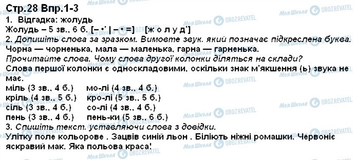 ГДЗ Укр мова 1 класс страница 28