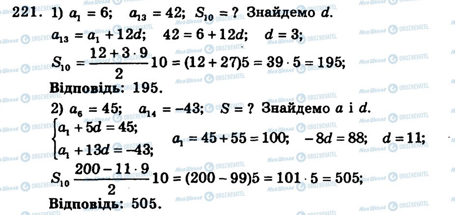 ГДЗ Алгебра 9 клас сторінка 221