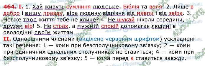 ГДЗ Українська мова 7 клас сторінка 464