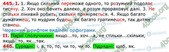 ГДЗ Українська мова 7 клас сторінка 445-446