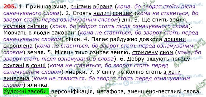ГДЗ Українська мова 7 клас сторінка 205