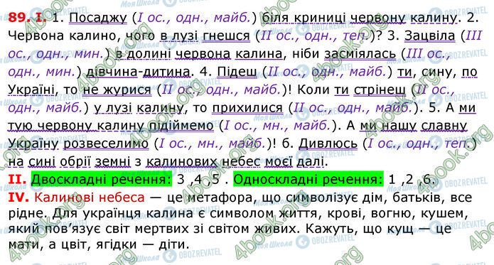 ГДЗ Укр мова 7 класс страница 89