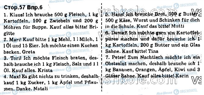 ГДЗ Німецька мова 7 клас сторінка стор57впр6