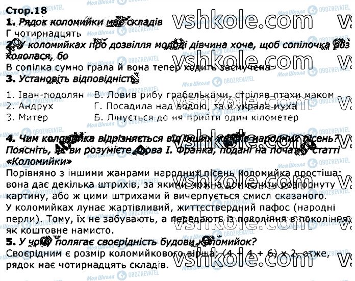 ГДЗ Українська література 7 клас сторінка стор18
