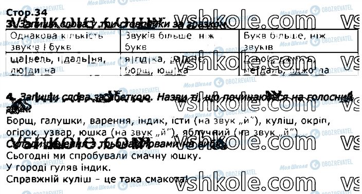 ГДЗ Українська мова 3 клас сторінка стор34