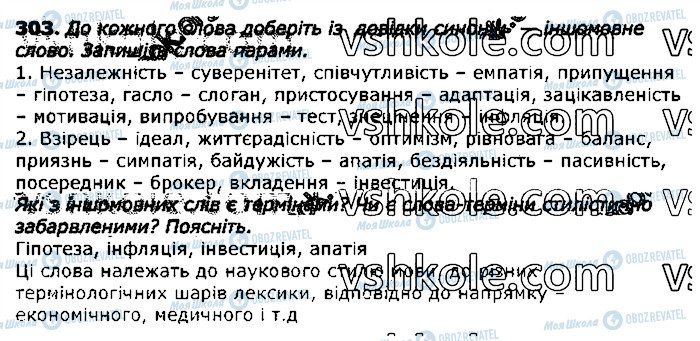 ГДЗ Укр мова 11 класс страница 303