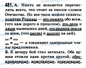 ГДЗ Російська мова 9 клас сторінка 481