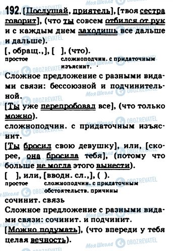 ГДЗ Російська мова 9 клас сторінка 192