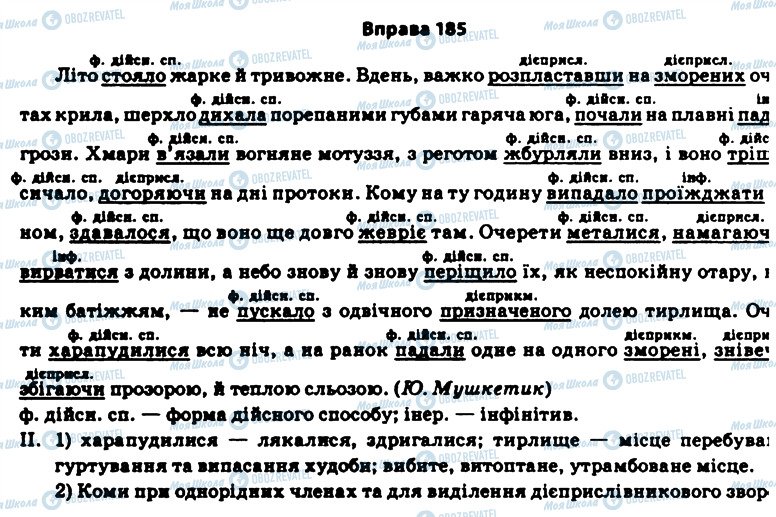 ГДЗ Українська мова 11 клас сторінка 185