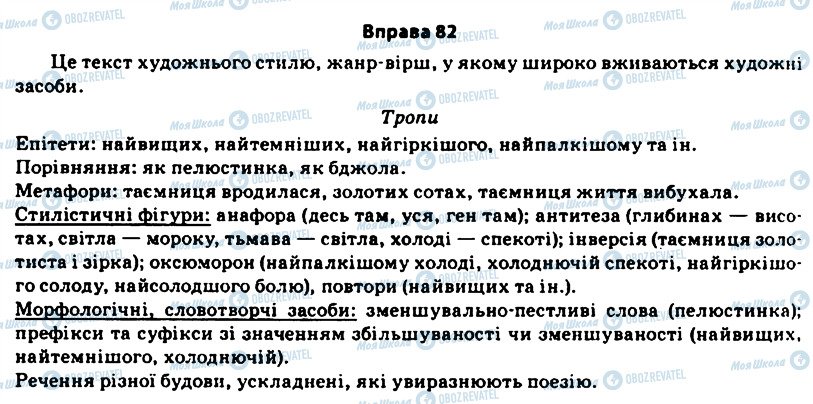 ГДЗ Українська мова 11 клас сторінка 82