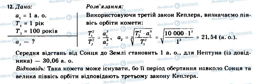 ГДЗ Астрономія 11 клас сторінка 12