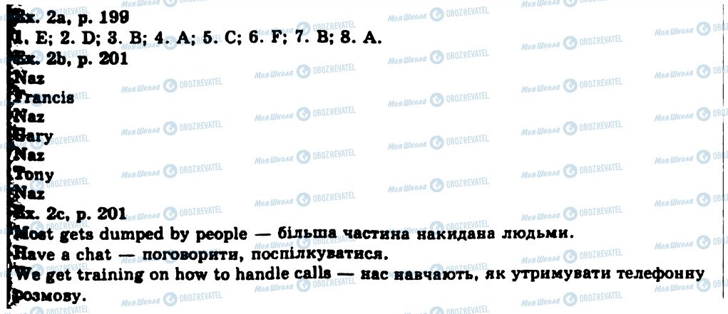 ГДЗ Англійська мова 11 клас сторінка Ex2p199