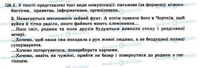 ГДЗ Українська мова 11 клас сторінка 124