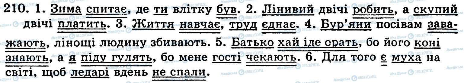 ГДЗ Українська мова 5 клас сторінка 210