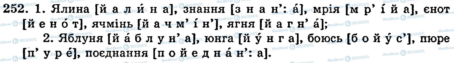 ГДЗ Українська мова 5 клас сторінка 252