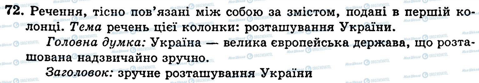 ГДЗ Українська мова 5 клас сторінка 72