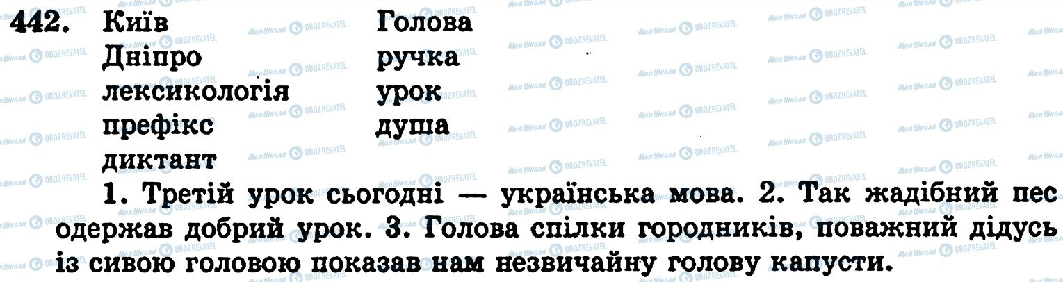 ГДЗ Українська мова 5 клас сторінка 442