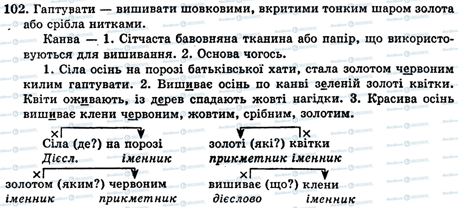 ГДЗ Укр мова 5 класс страница 102