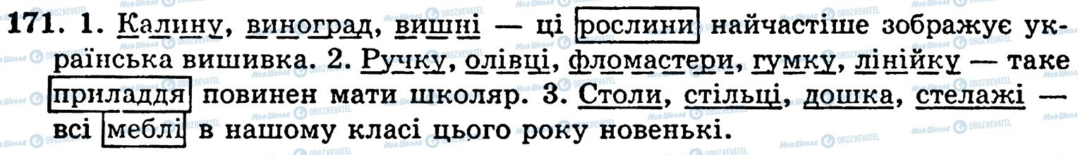 ГДЗ Українська мова 5 клас сторінка 171