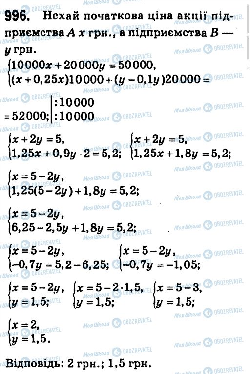 ГДЗ Алгебра 7 клас сторінка 996
