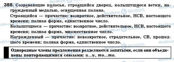 ГДЗ Російська мова 7 клас сторінка 388