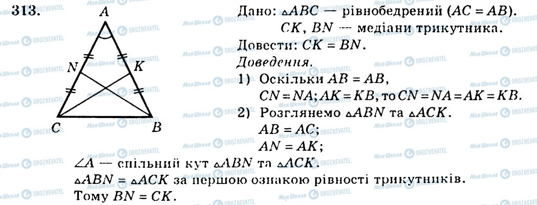 ГДЗ Геометрія 7 клас сторінка 313