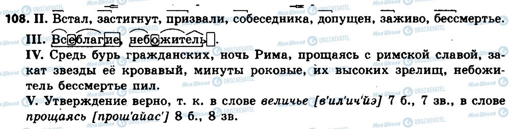 ГДЗ Російська мова 6 клас сторінка 108