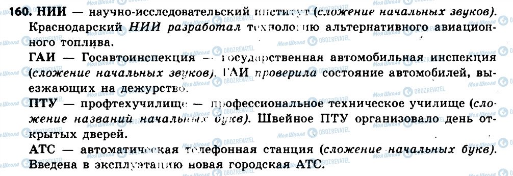 ГДЗ Російська мова 6 клас сторінка 160