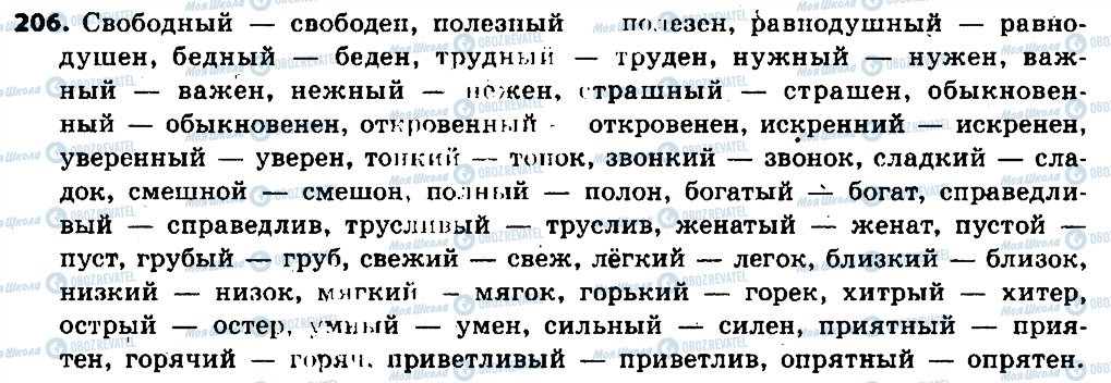 ГДЗ Русский язык 6 класс страница 206