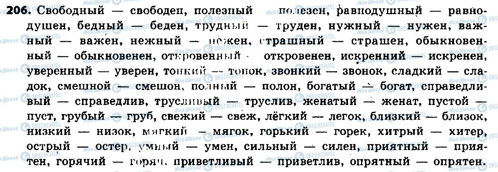 ГДЗ Російська мова 6 клас сторінка 206