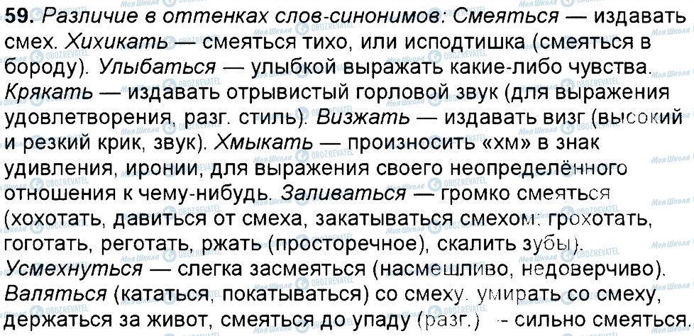 ГДЗ Російська мова 6 клас сторінка 59