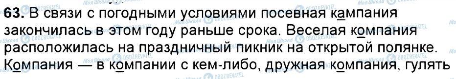 ГДЗ Російська мова 6 клас сторінка 63