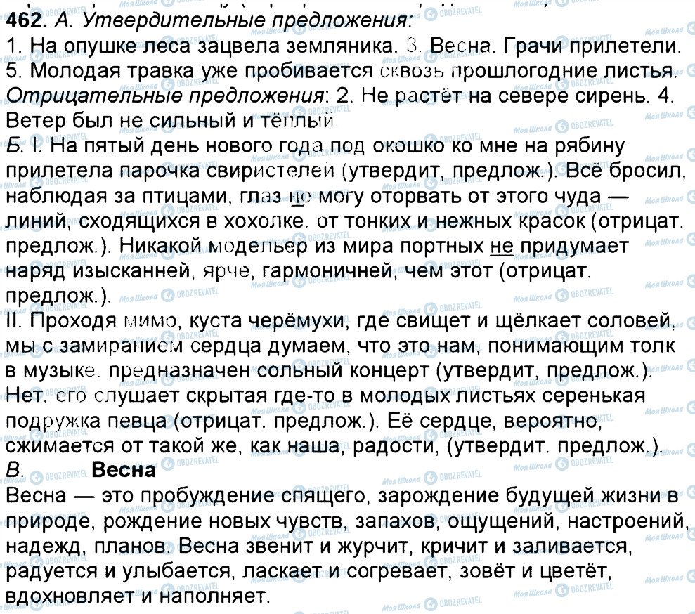 ГДЗ Російська мова 6 клас сторінка 462