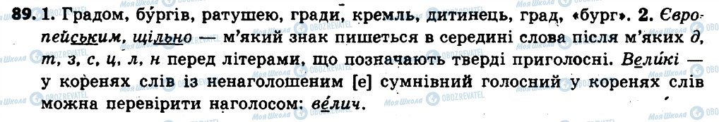 ГДЗ Українська мова 6 клас сторінка 89