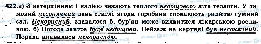 ГДЗ Українська мова 6 клас сторінка 422