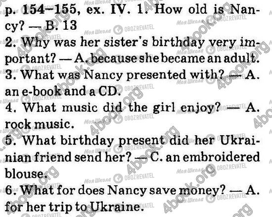 ГДЗ Англійська мова 6 клас сторінка Стр154 Впр4
