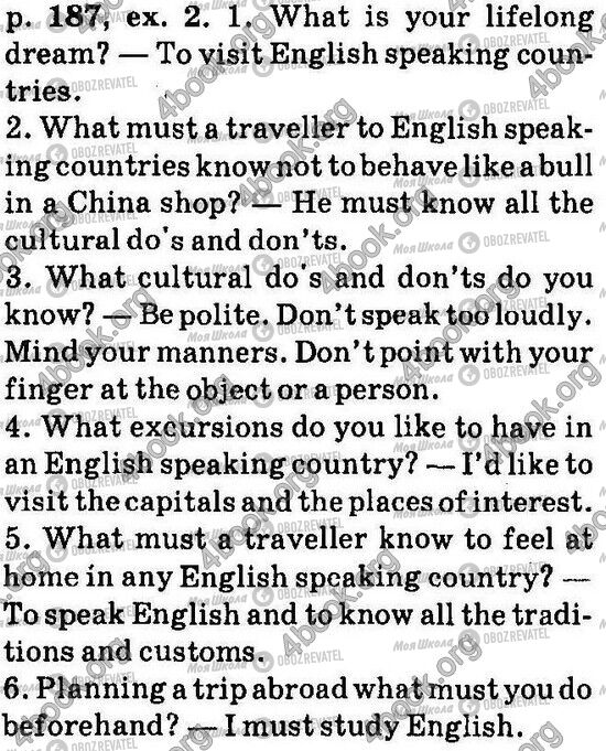 ГДЗ Англійська мова 6 клас сторінка Стр187 Впр2