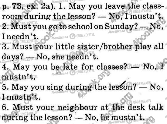 ГДЗ Англійська мова 6 клас сторінка Стр73 Впр2a