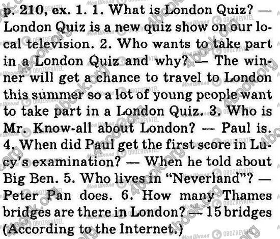 ГДЗ Англійська мова 6 клас сторінка Стр210 Впр1