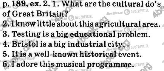 ГДЗ Англійська мова 6 клас сторінка Стр189 Впр2