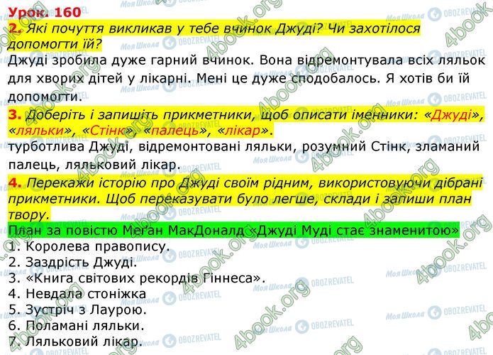ГДЗ Українська мова 3 клас сторінка Ур.160