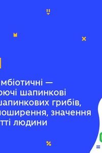 Онлайн урок 6 клас Біологія. Групи грибів: симбіотичні – мікоризоутворюючі шапинкові гриби (Тиж.8:ПН)