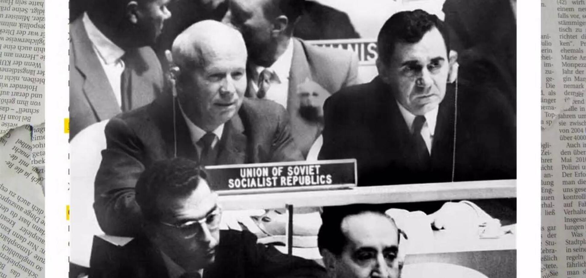 Микита Хрущов емоційно виступив на засіданні 15-ї сесії Генасамблеї ООН у Нью-Йорку