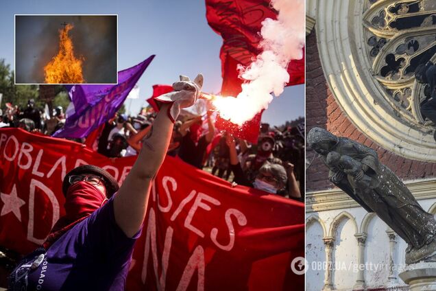 В Чили сожгли две церкви в годовщину протестов