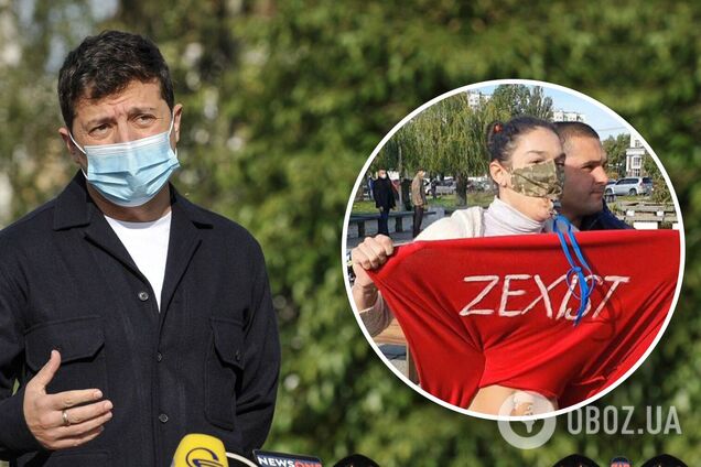 Зеленский проголосовал на местных выборах: под участком устроили акцию Femen. Видео