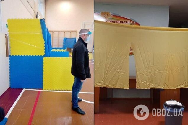 В Житомире кабинки для голосования сделали из тряпок и ширмы для кукольного театра