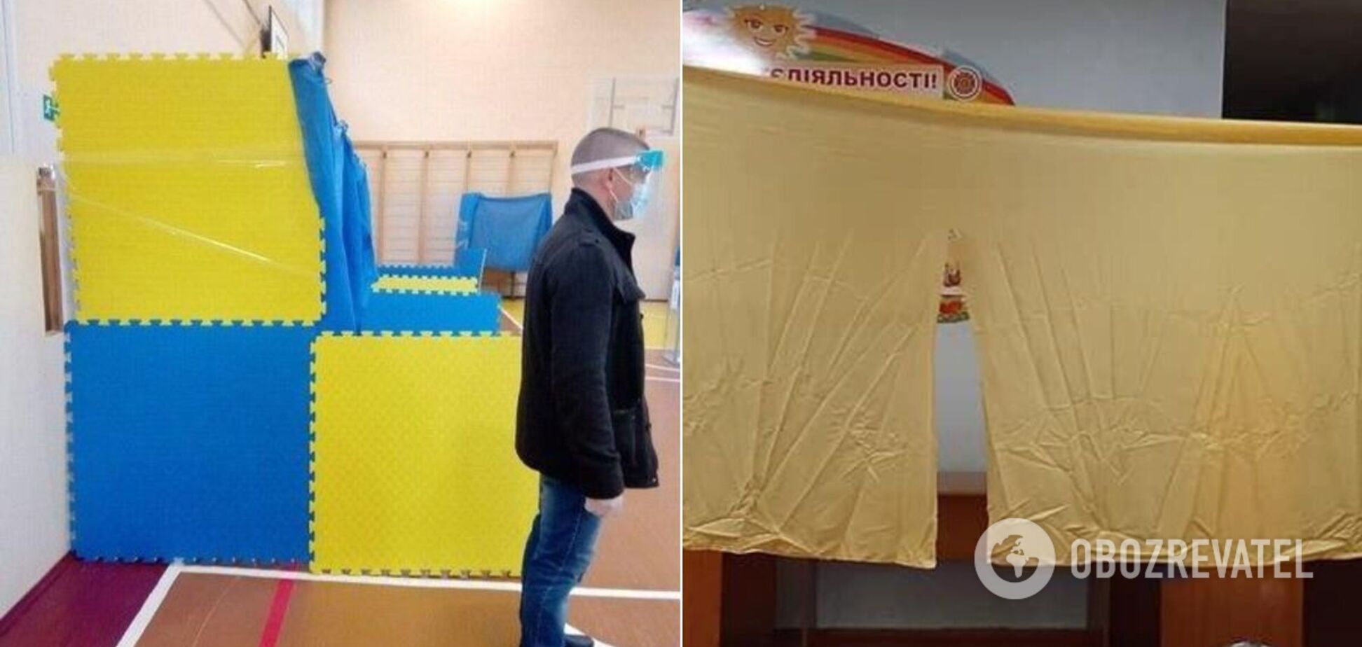 В Житомире кабинки для голосования сделали из тряпок и ширмы для кукольного театра