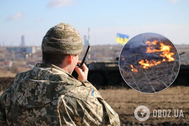 Террористы подожгли позиции украинских военных на Донбассе